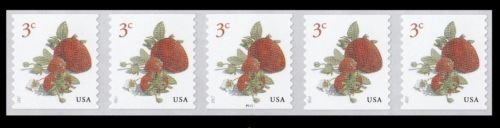 5201 3c Strawberries Coil Mint PNC of 5 #5201pnc5