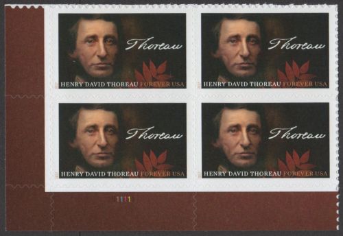 5202 Forever Henry David Thoreau Mint Plate Block of 4 #5202pb