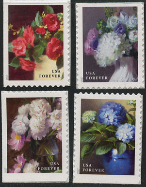 5237-40 Forever Flowers from the Garden Set of 4 Used Singles #5237used