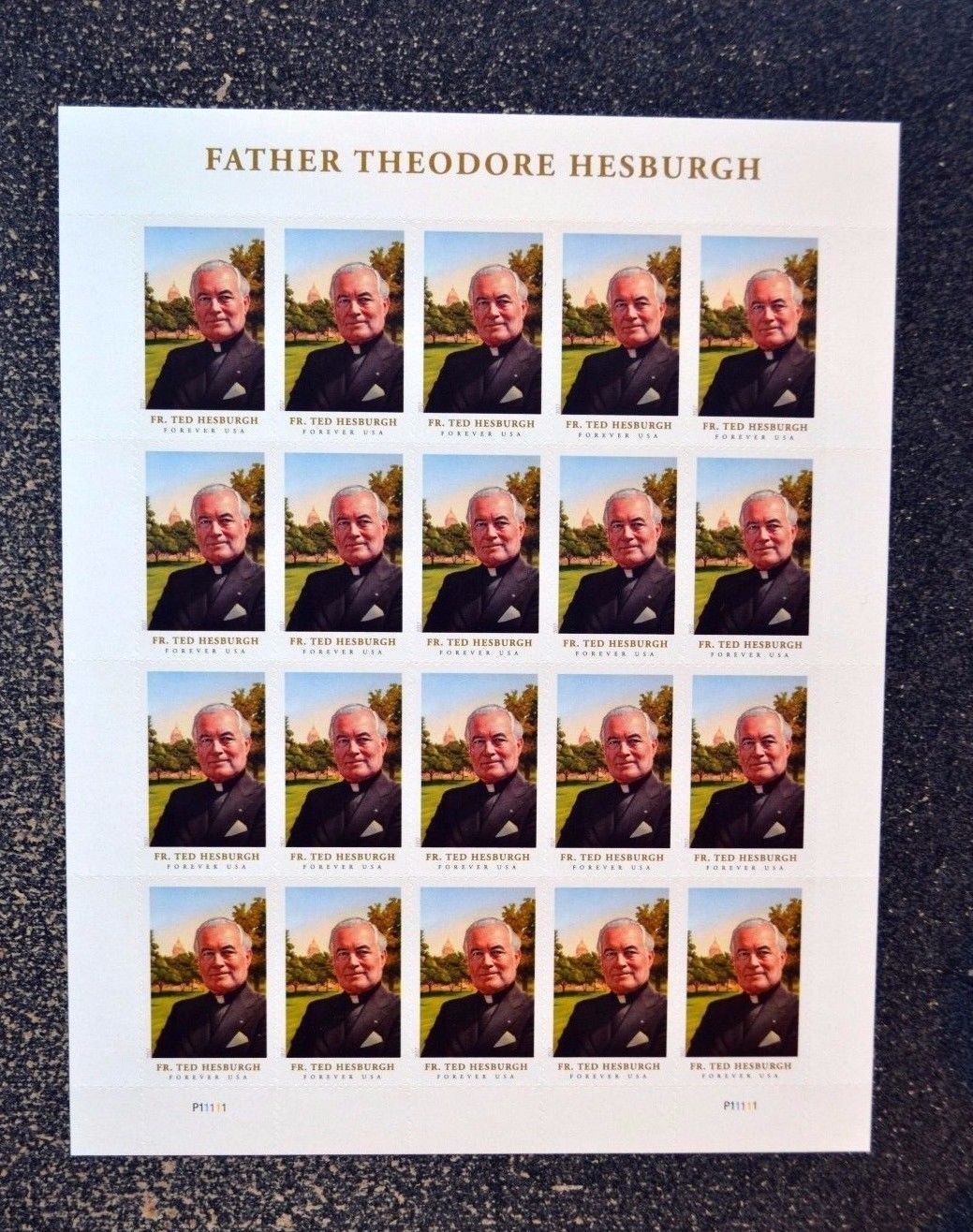5241 Forever Stamp Father Theodore Hesburgh Sheet of 20 #5241sh