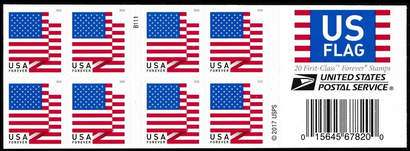 5263a Forever U.S. Flag 2018 BCA Double SIded Booklet of 20 #5263a