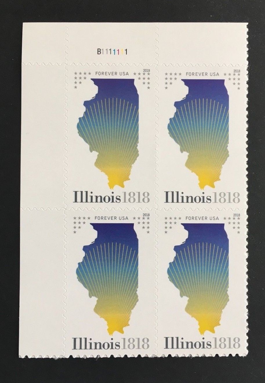 5274 Forever Illinois Statehood Plate Block of 4 #5274pb