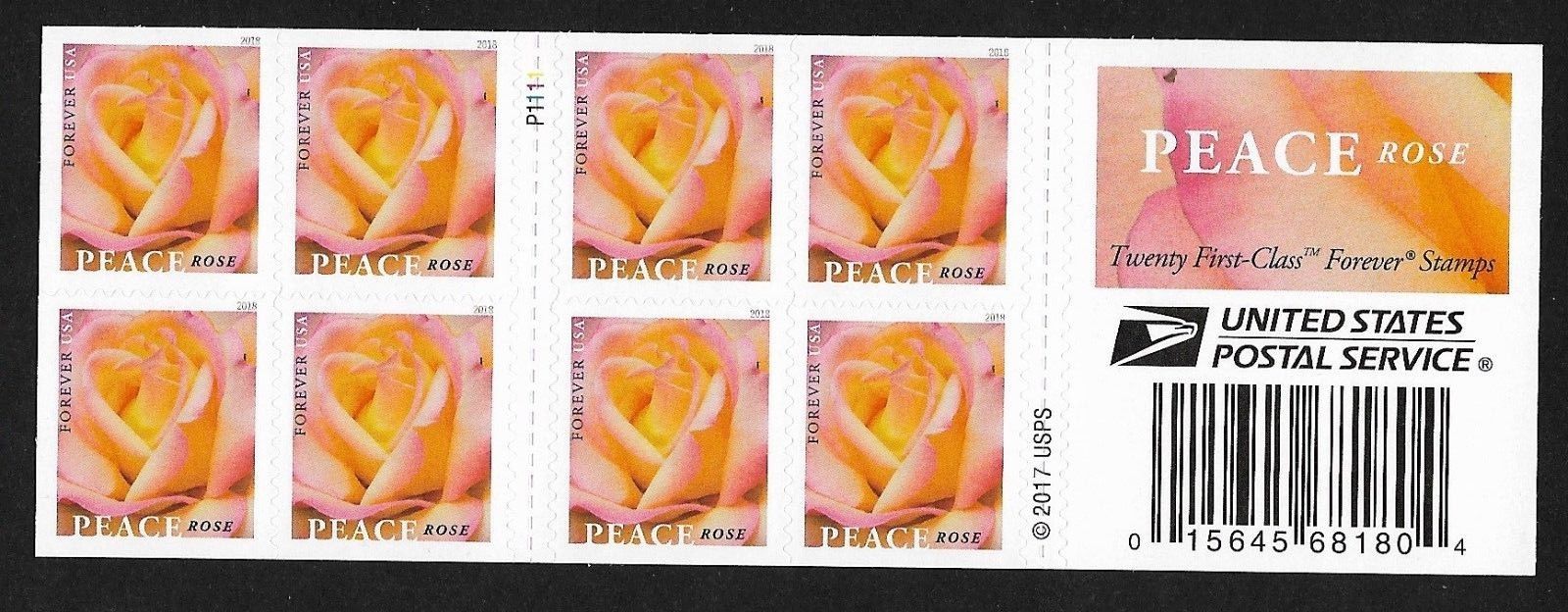 5280a Forever Peace Rose Double Sided Booklet of 20 #5280a