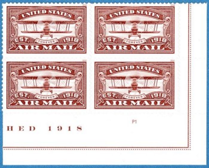 5282 Forever Airmail Red Mint Plate Block of 4 #5282pb