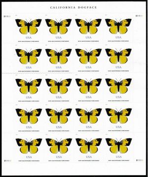 5346 (70c) California Dogface Butterfly Sheet of 20 #5346sh