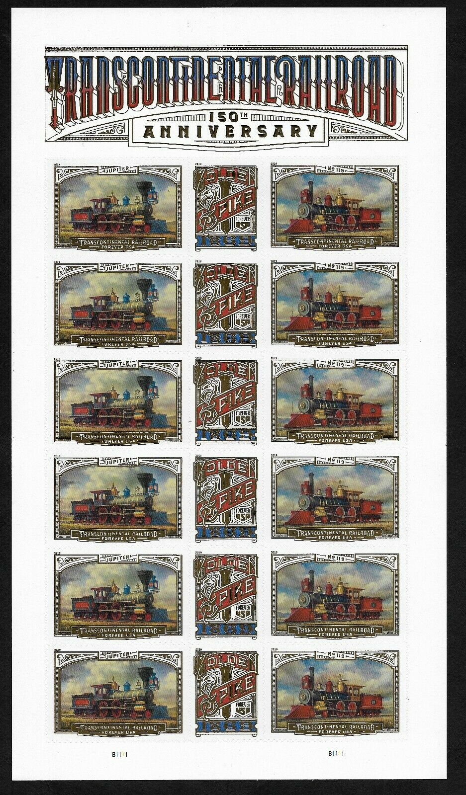 5378-80 Forever Intercontinental Railroad Mint Sheet of 18 #5378-80sh