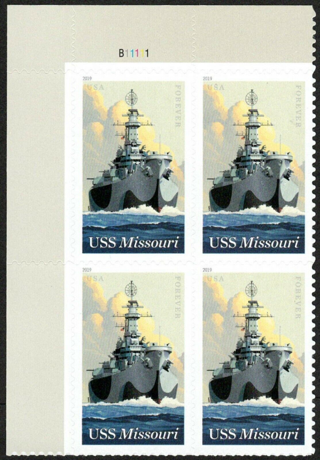 5392 Forever USS Missouri Mint Plate Block of 4 #5392pb