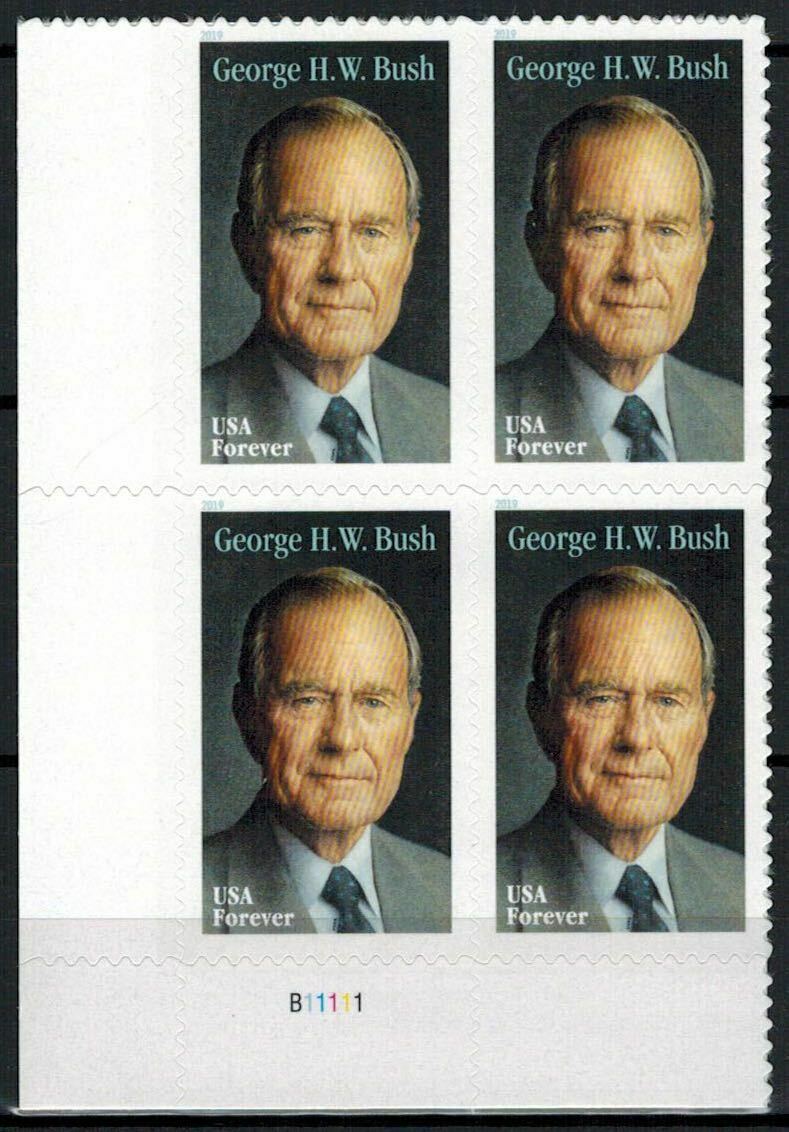 5393 Forever George H.W. Bush Mint Plate Block #5393pb