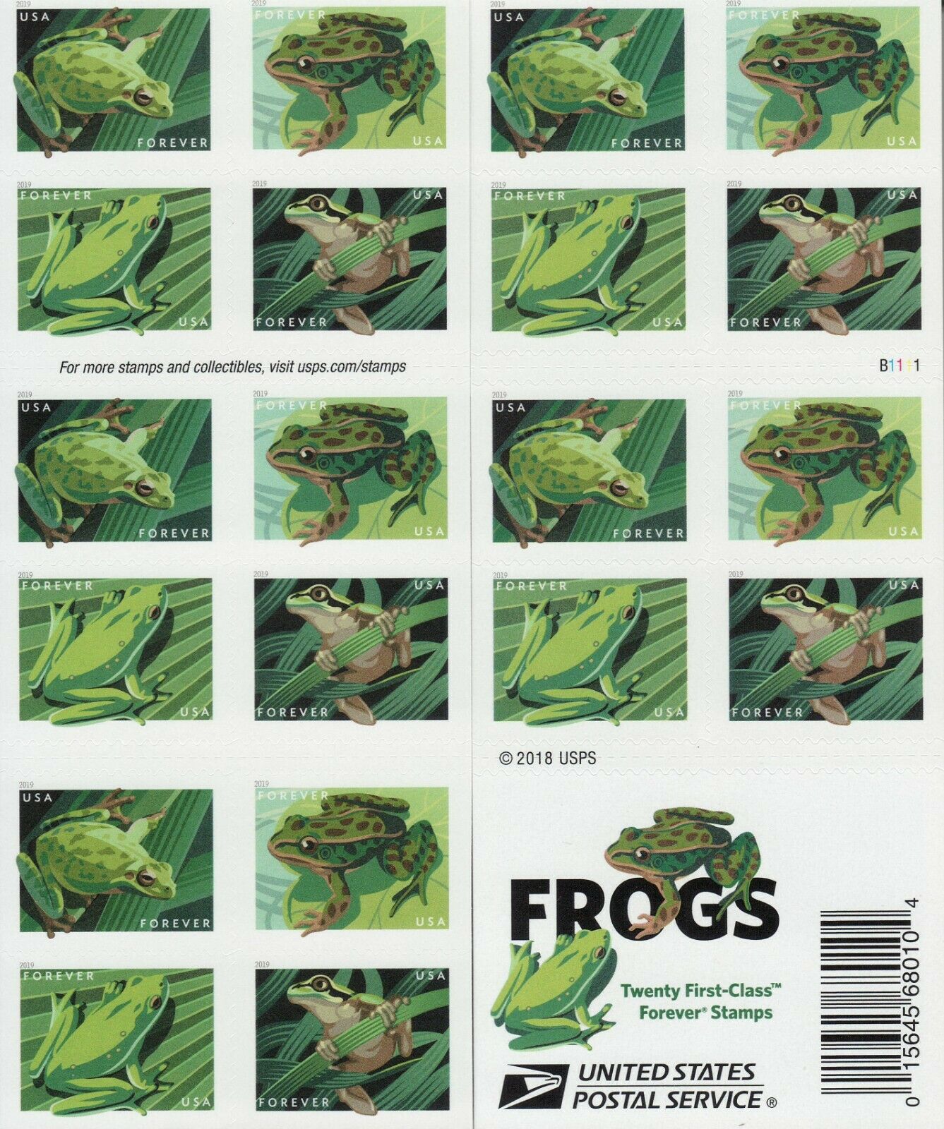 5395-98a Forever Frogs Mint Double Sided Booklet #5398a