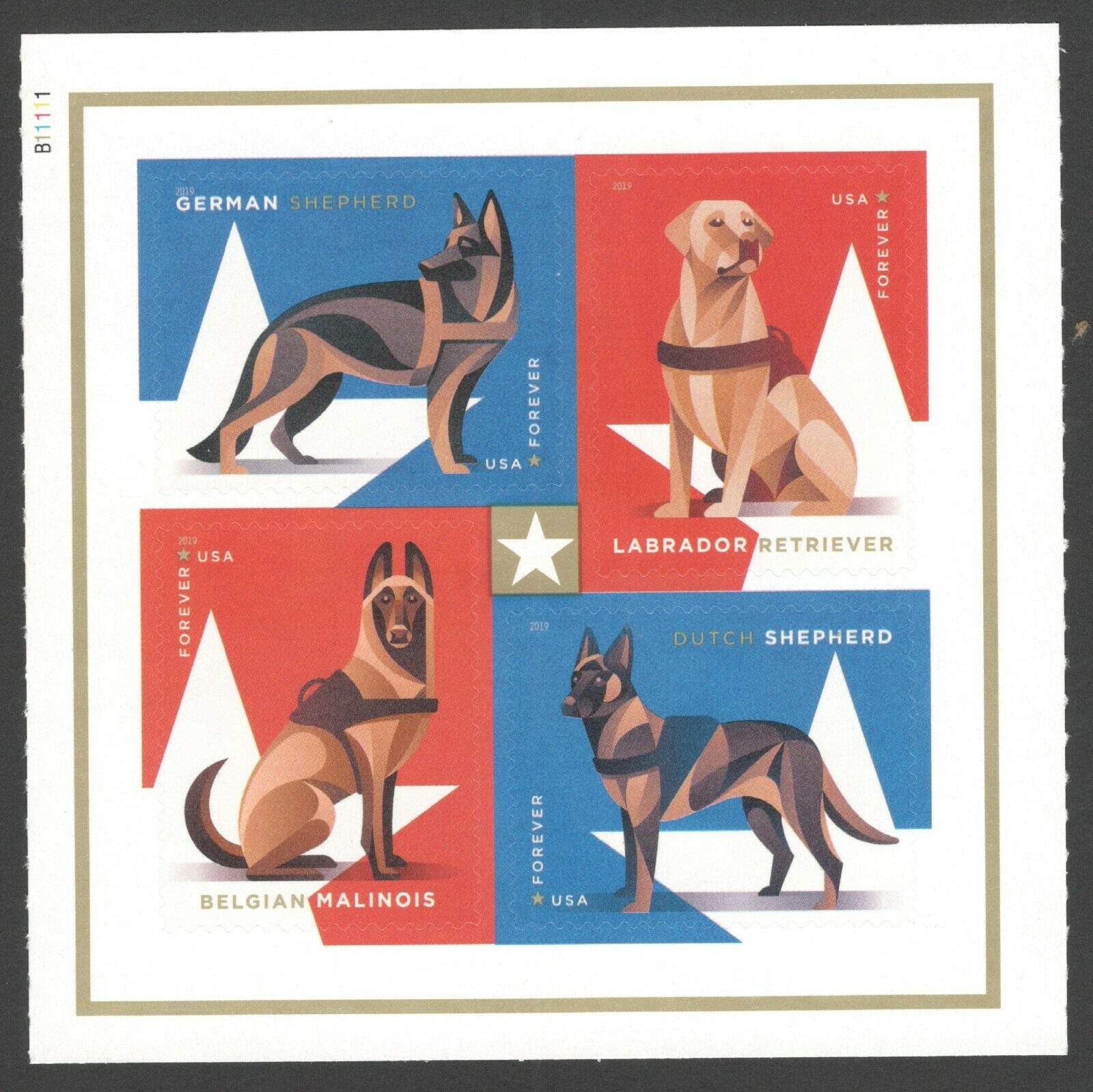 5405-8 Forever Military Working Dogs Block of 4 #5405-8blk