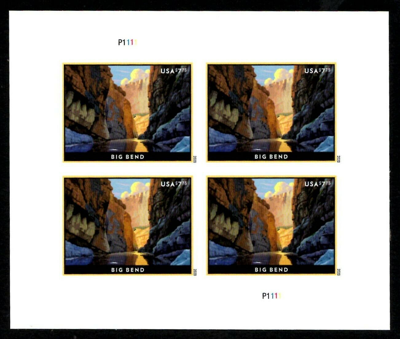 5429 7.75 Big Bend Priority Mail Mint Sheet of 4 #5429sh