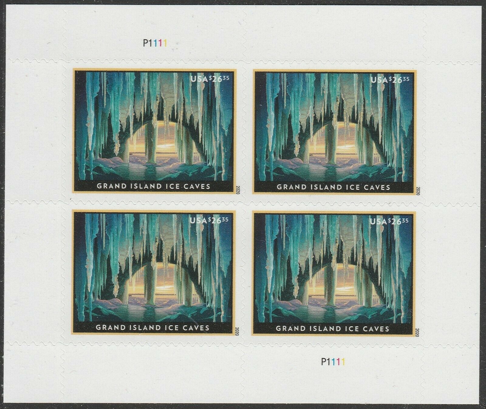 5430 26.35 Grand Island Ice Caves Express Mail Mint Sheet of 4 #5430sh