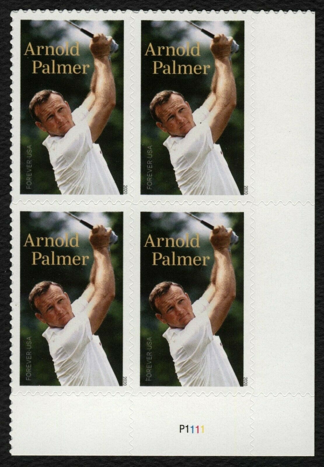 5455 Forever Arnold Palmer Mint Plate Block of 4 #5455pb