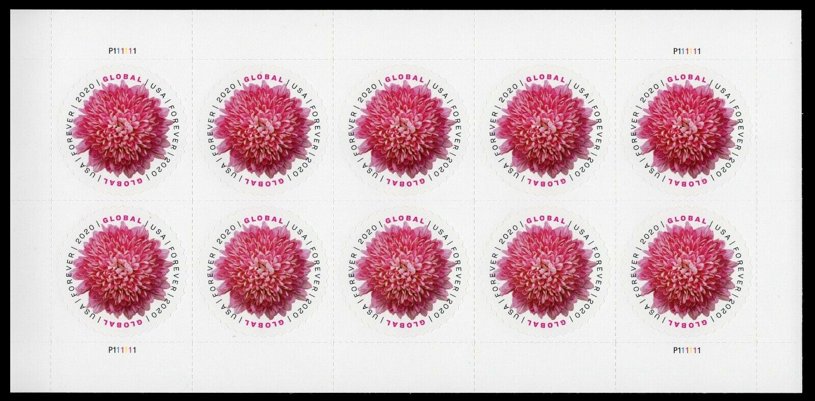 5460 Global Forever Chrysanthemum Mint Sheet of 10 #5460sh