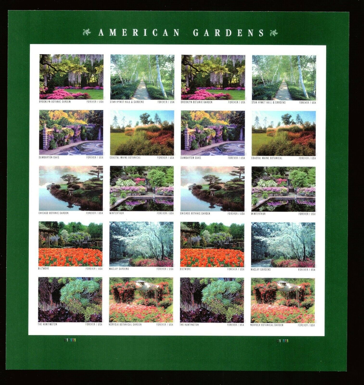 5461-70 Forever American Gardens   Mint Sheet of 20 #5461-70sh
