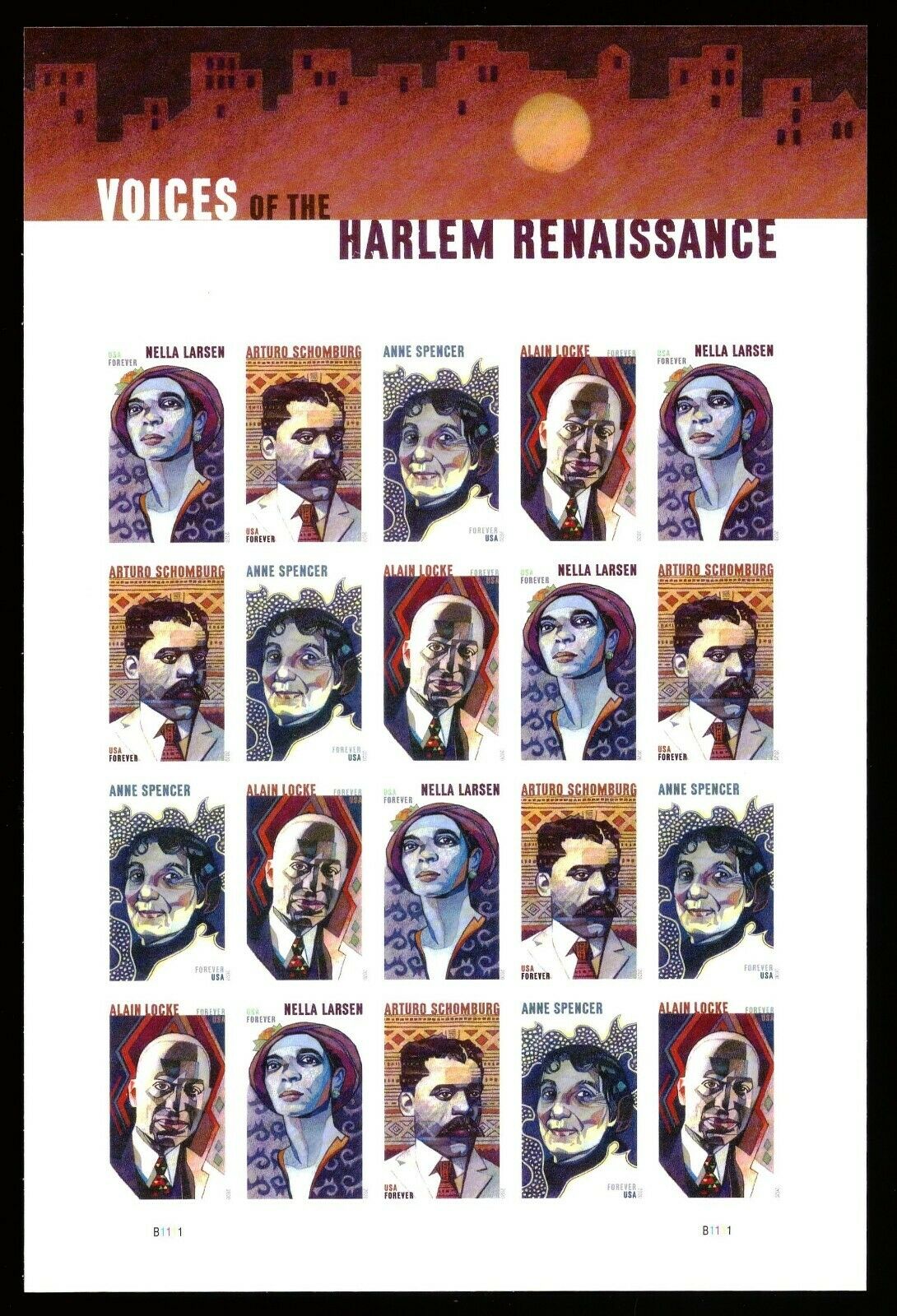 5471-74 Forever Voices of the Harlem Renaissance Mint sheet of 20 #5471-74sh