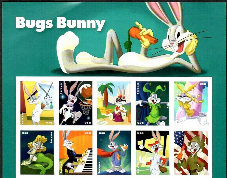 5494-5503 Forever Bugs Bunny Mint Header Block of 10 #5494-5503top
