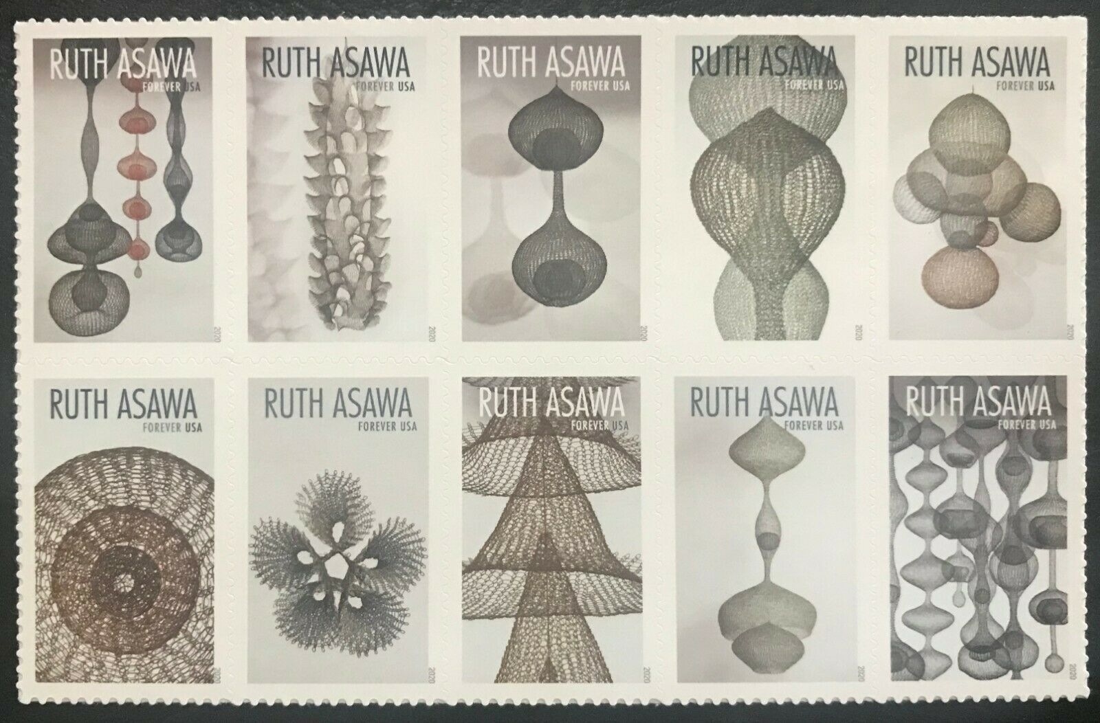 5504-5513  Forever Ruth Asawa Mint Block of 10  #5504-5513blk