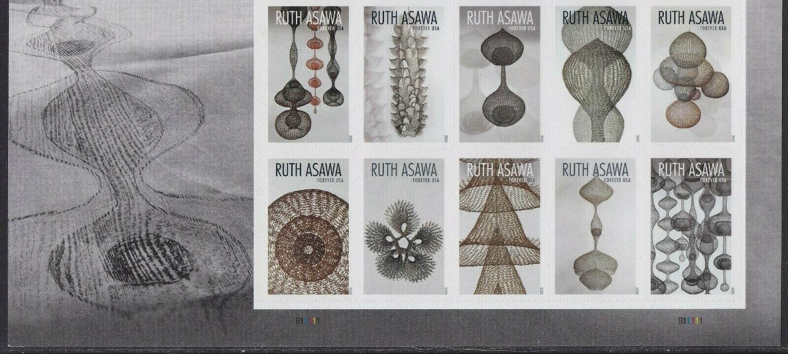 5504-5513  Forever Ruth Asawa Mint Plate Block of 10  #5504-5513pb