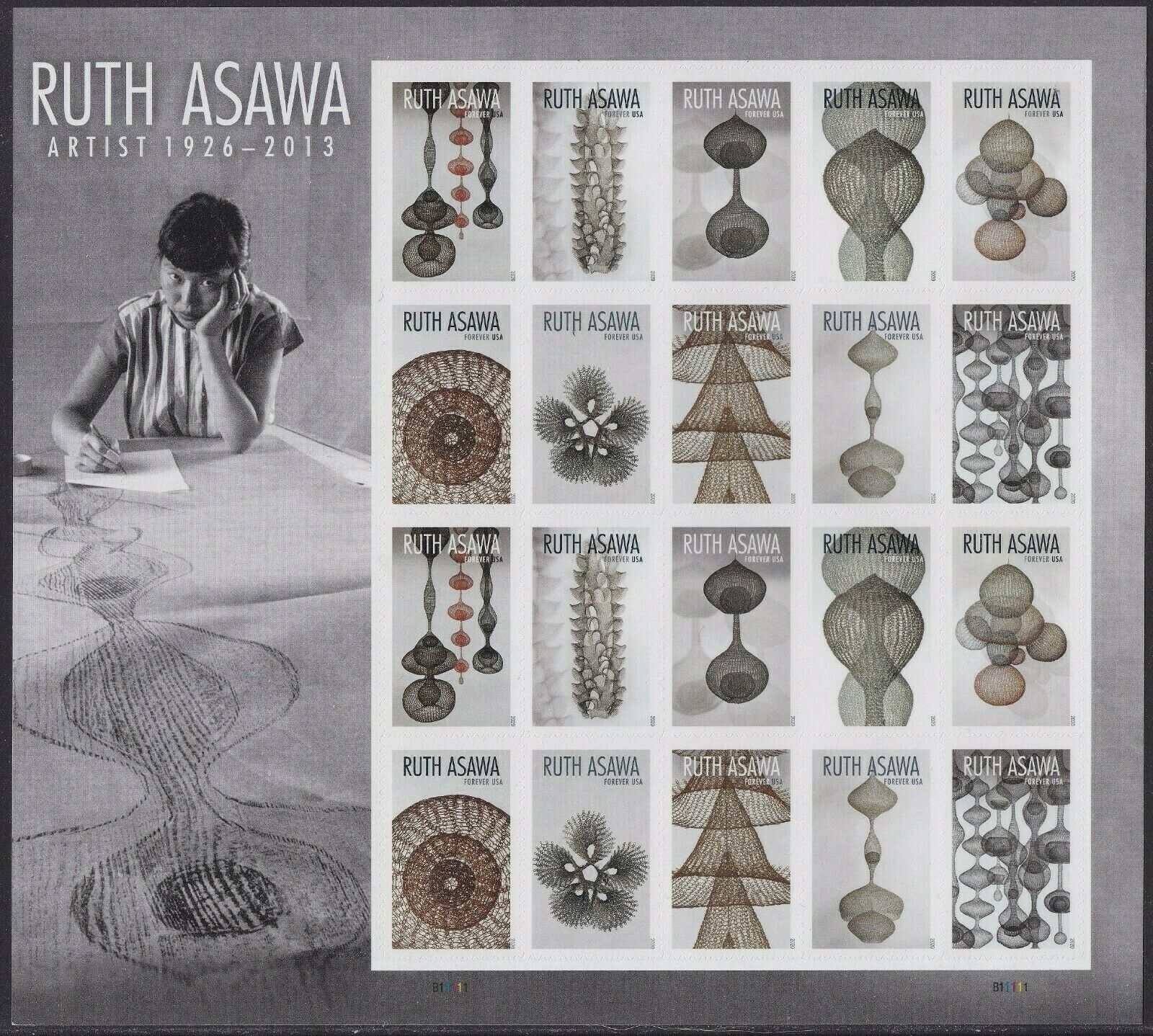 5504-5513  Forever Ruth Asawa Mint Sheet of 20 #5504-5513sh