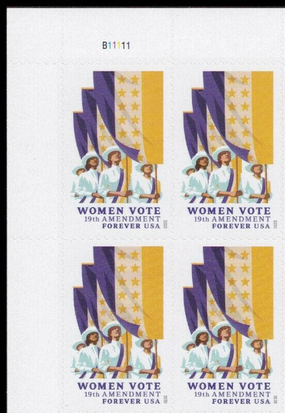 5523 Forever Women Vote Mint Plate Block of 4 #5523pb