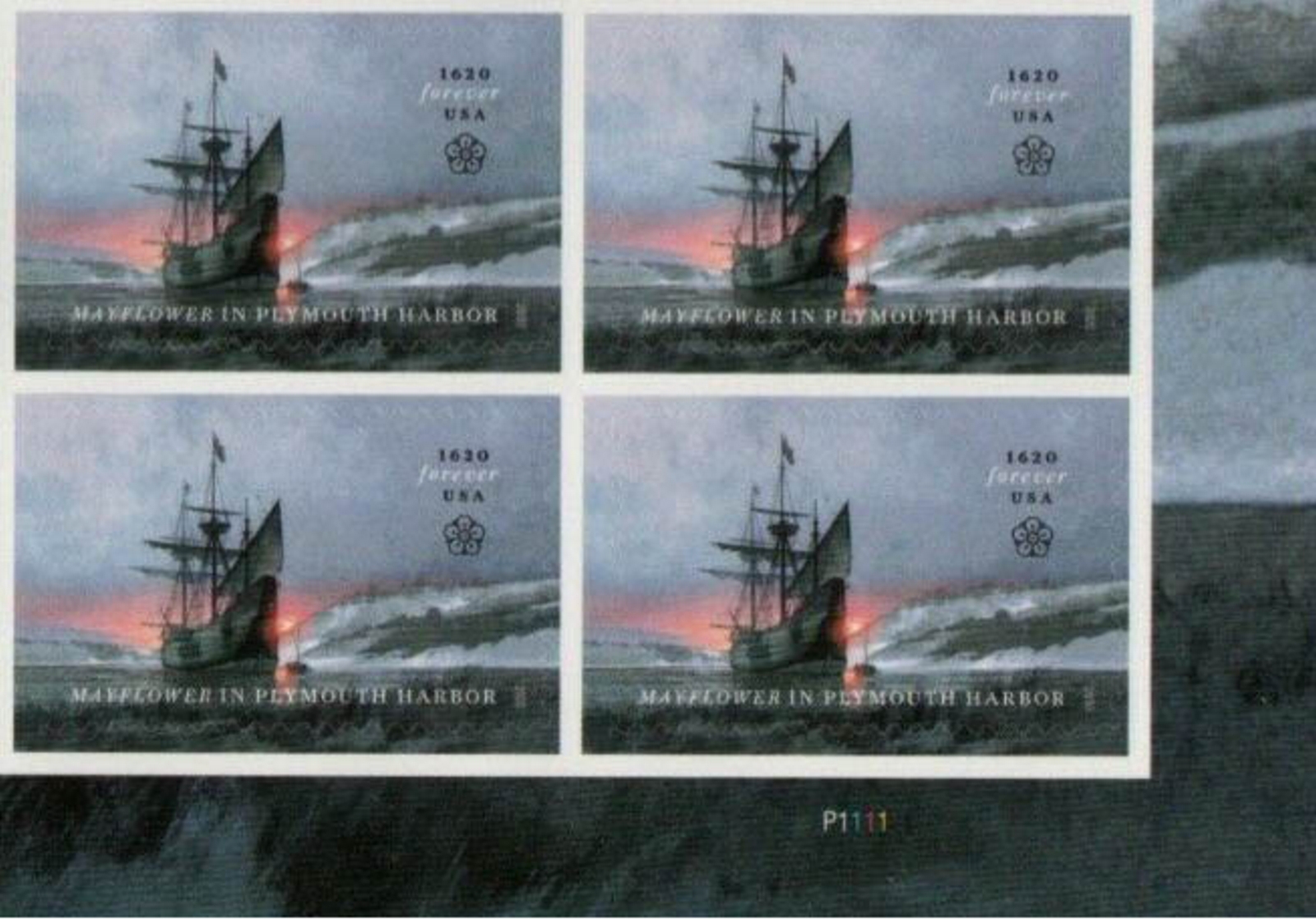 5524 Forever Mayflower in Plymouth Harbor Mint Plate Block of 4 #5524pb