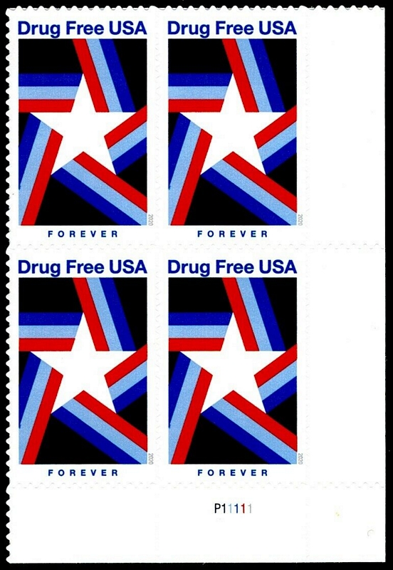 5542 Forever Drug Free USA Mint Plate Block of 4 #5542pb