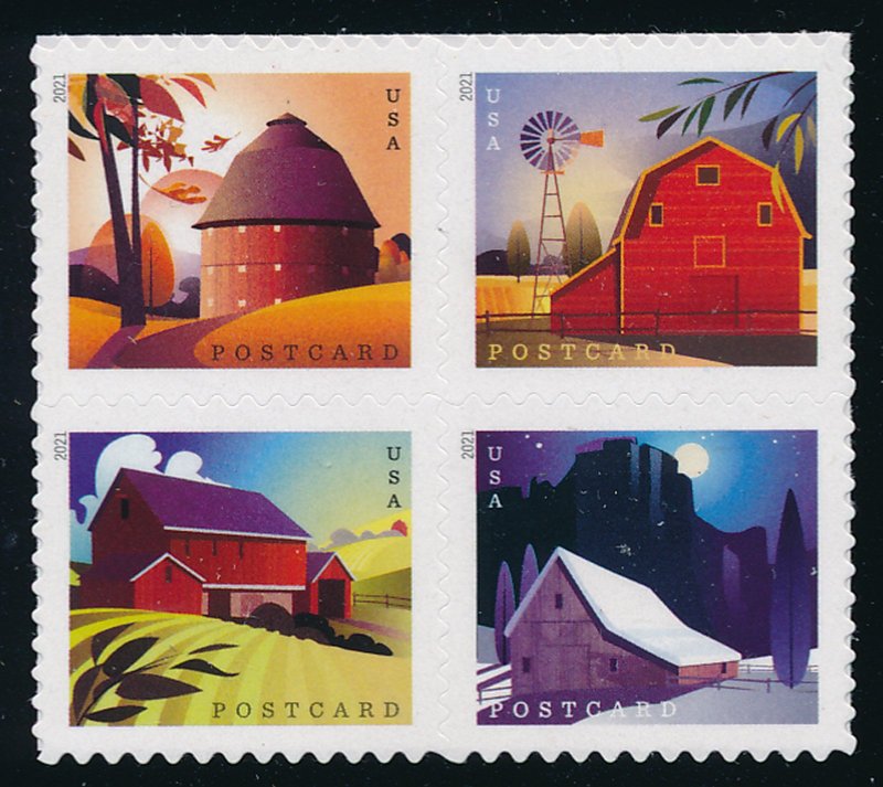 5546-29  Postcard Rate Barns Mint  Block of 4 #5546-9nh