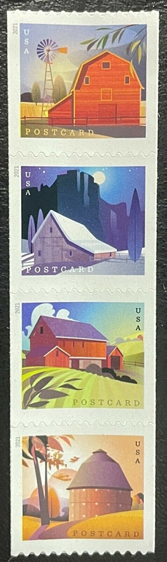 5550-53 Postcard Rate Barns Mint  Coil  Strip of 4 #5550-3nh