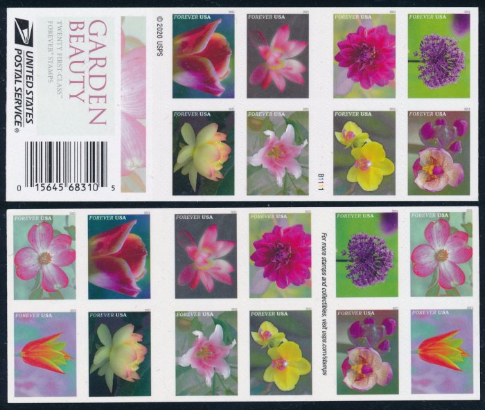5567a Forever Garden Beauty Mint Double Sided  Booklet of 20 #5567a