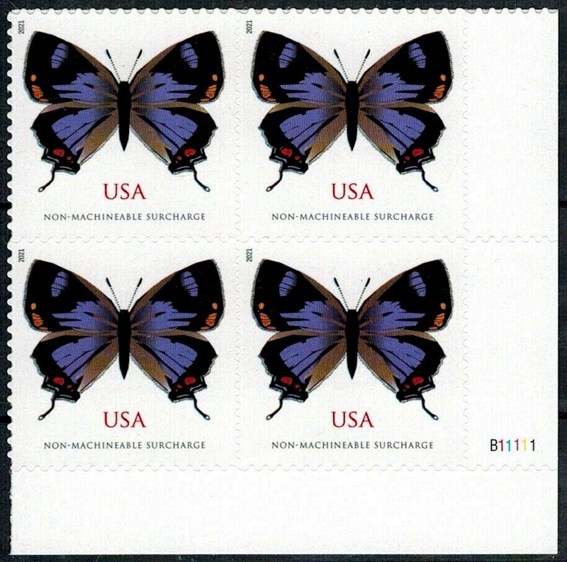 5568 (2 ounce rate) Colorado Hairstreak Butterfly Mint Plate Block of 4 #5568pb