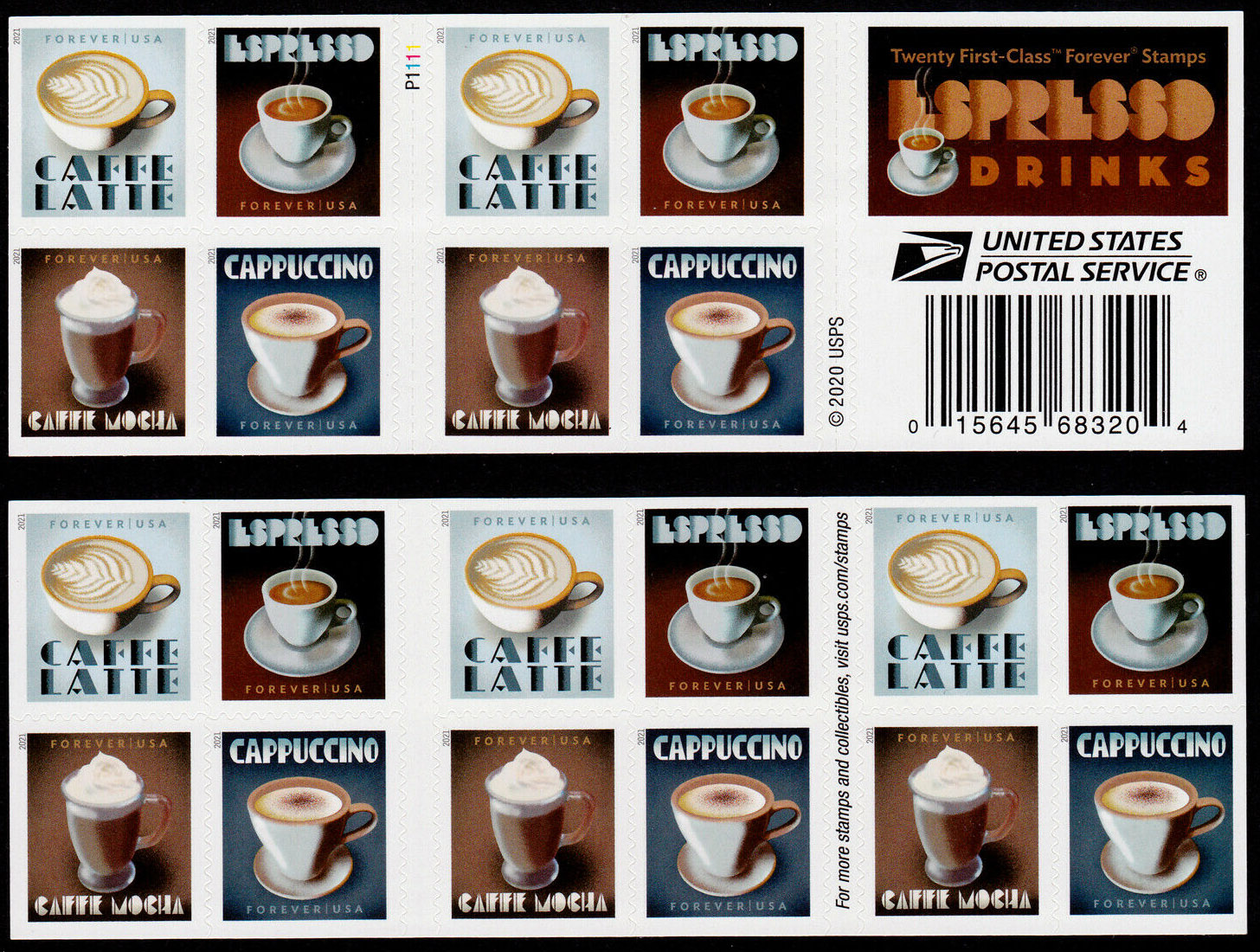 5572a Forever Espresso Drinks  Mint Double Sided  Booklet of 20 #5572a