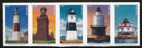 5621-5625strip Forever Mid Atlantic Lighthouses Mint Strip of 5 #5621-5625strip
