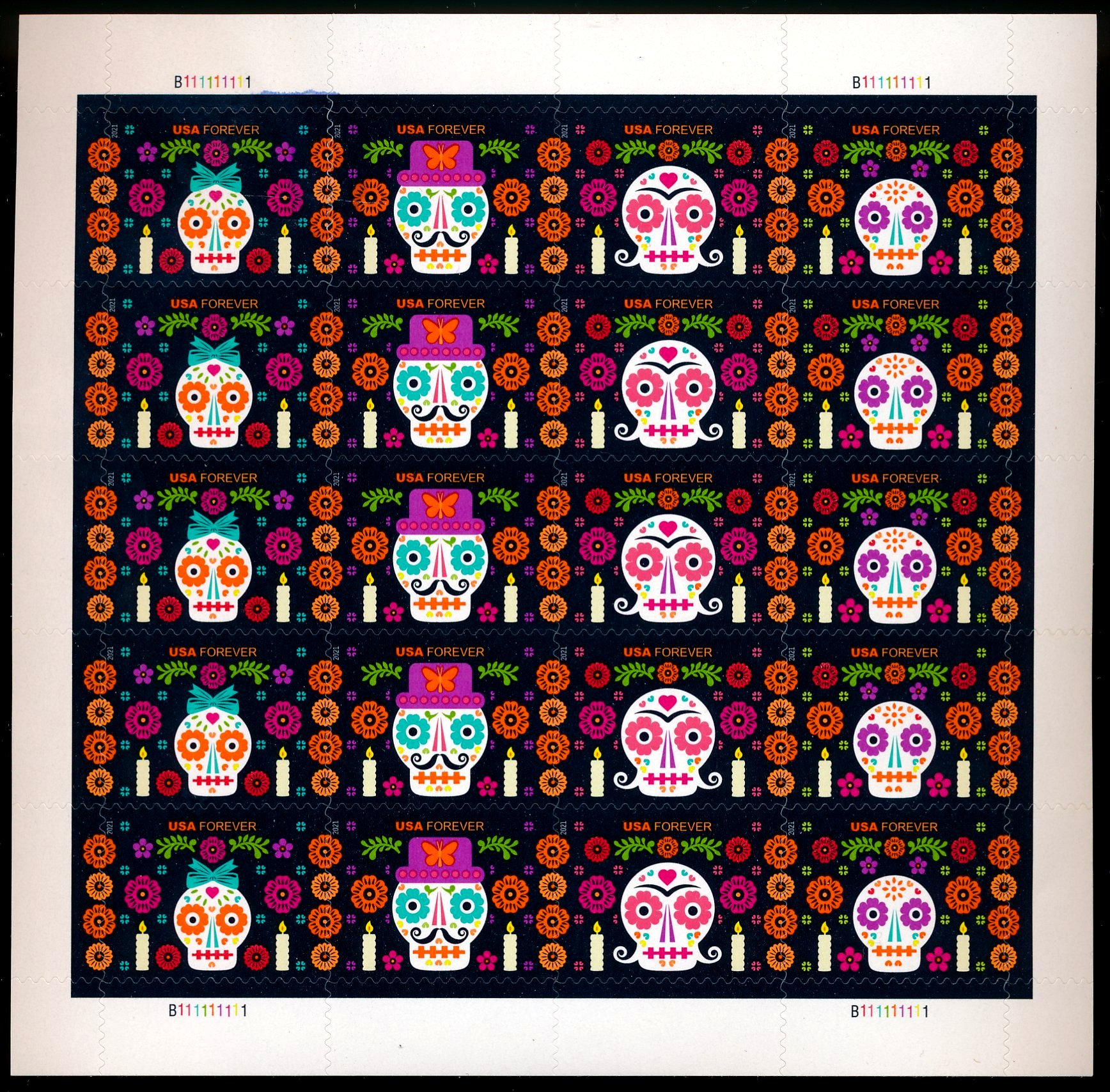 5640-5643sh Forever Day of the Dead Mint Sheet of 20 #5640-5643sh