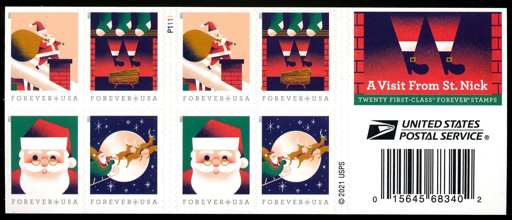 5644-5647dsb Forever Visit from St. Nick Mint DS Booklet of 20 #5644-5647dsb