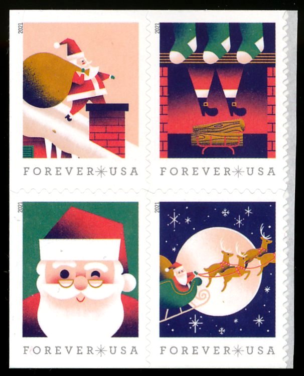 5644-5647blk Forever Visit from St. Nick Mint Block of 4 #5644-5647blk