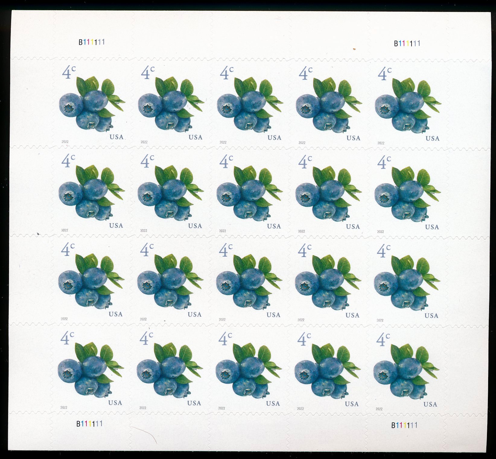5652sh 4c Blue Berries Mint Sheet of 20 #5652sh