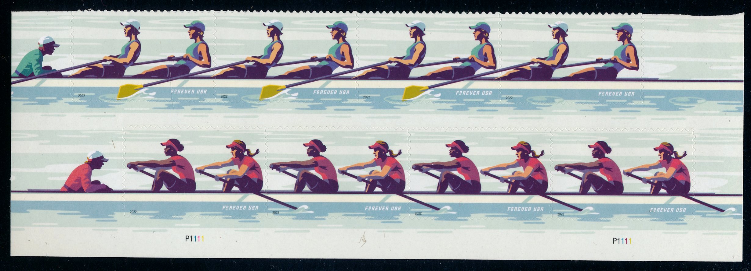 5694-5697pb Forever Woman Rowing Mint PB of 8 #5694-5697pb