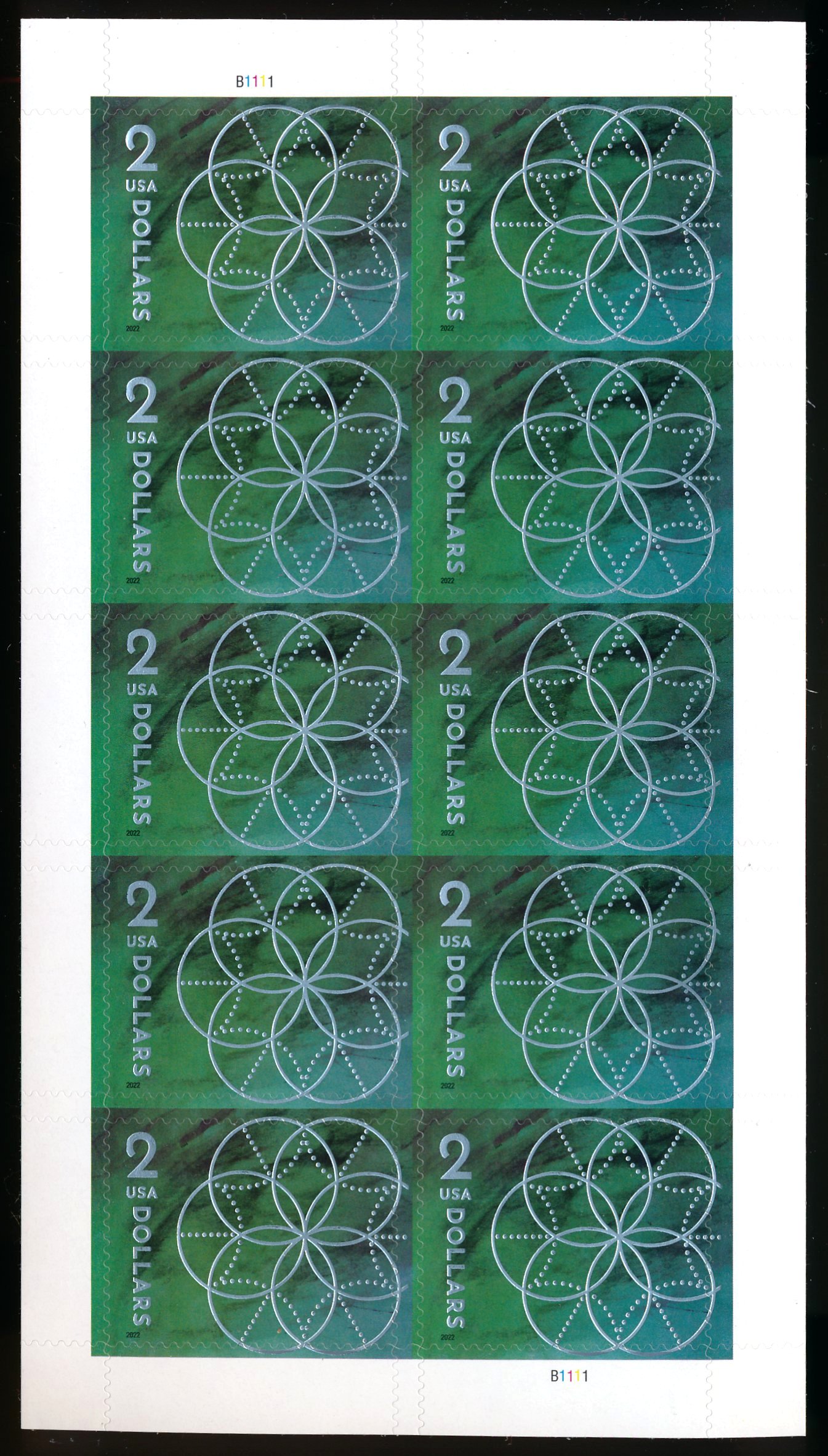 5700sh 2.00 Floral Geometry Mint Sheet of 10 #5700sh