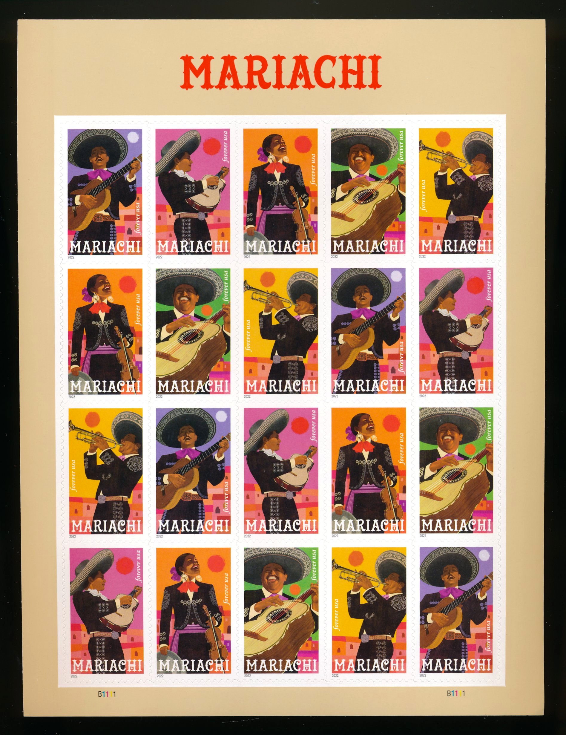 5703-5707 Forever Mariachi Mint Sheet of 20 #5703-5707sh