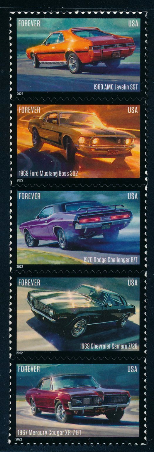 5715-5719 Forever Pony Cars Mint vert Strip of 5 #5715-5719