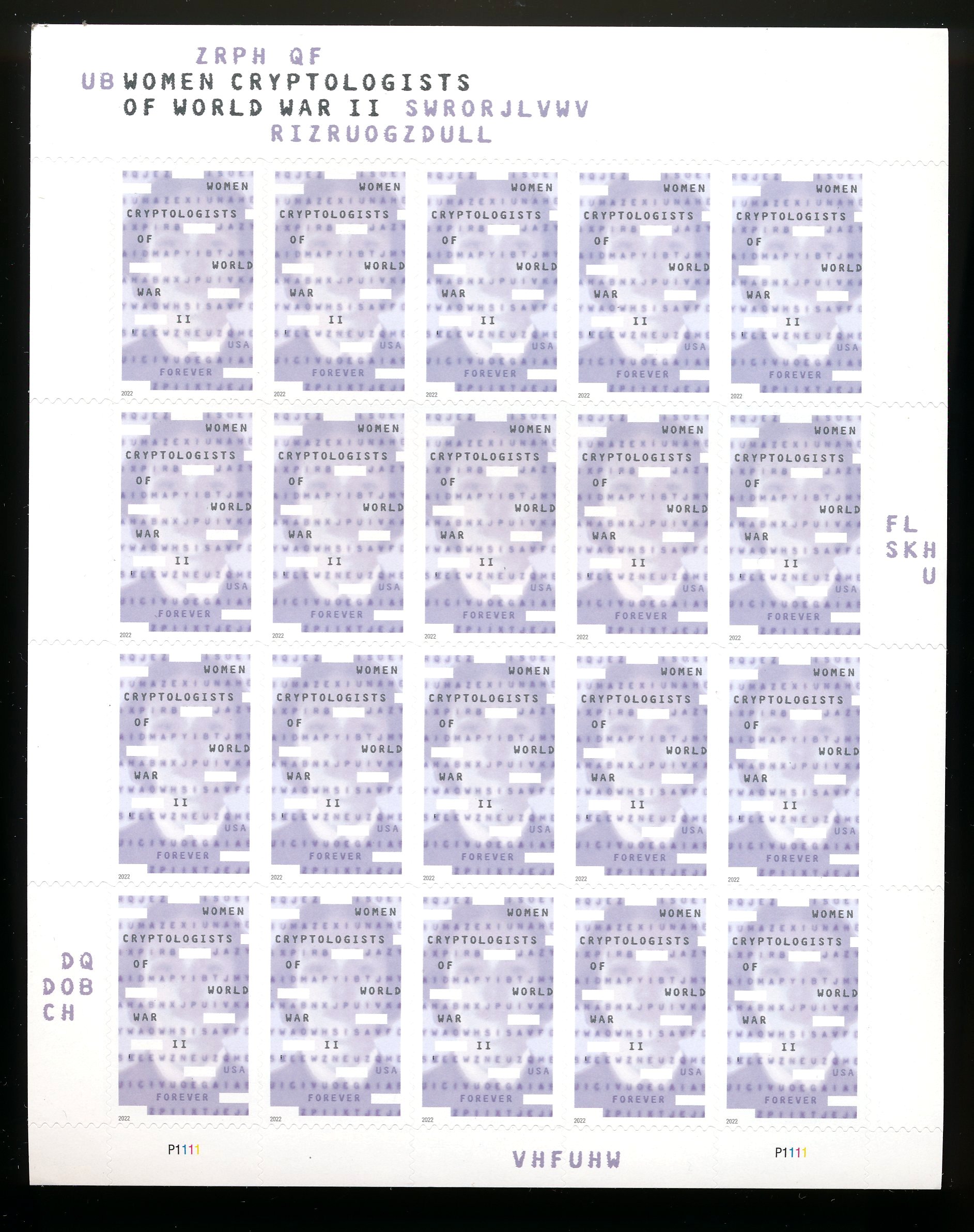 5738sh Forever Women Cryptologists of WWII Mint Sheet of 20 #5738sh