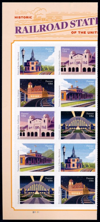 5758-62 Forever Railroad Stations MNH Plate Block of 10 #5758-62pb