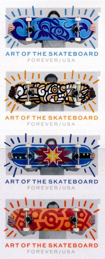 5763-6  Forever Art of the Skateboard  Mint nh Vertical Strip of 4 #5763-6vstr4
