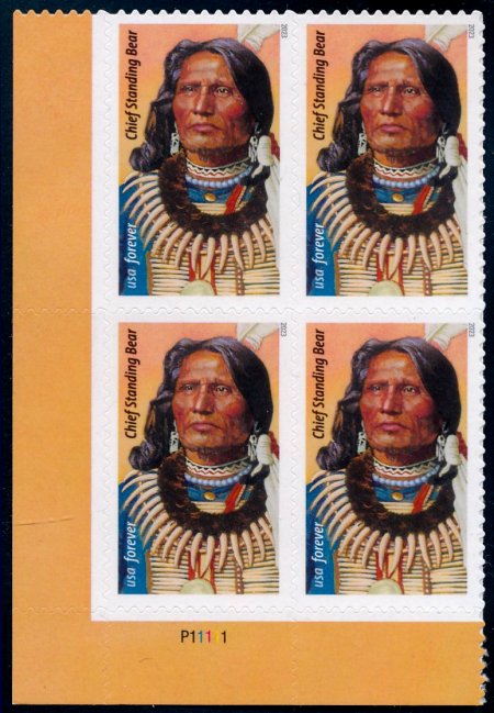 5798 Forever Chief Standing Bear MNH Plate Block #5798pb
