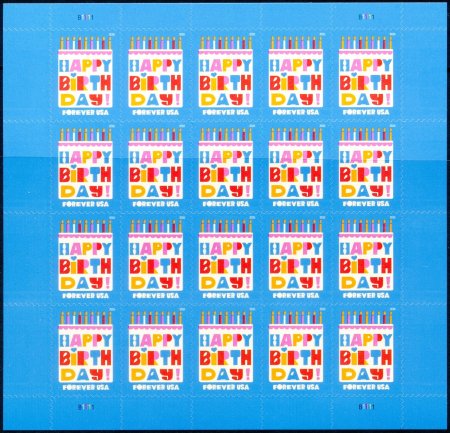 6069   .78 Forever Happy Birthday  Mint NH Sheet of 20 #6069sh