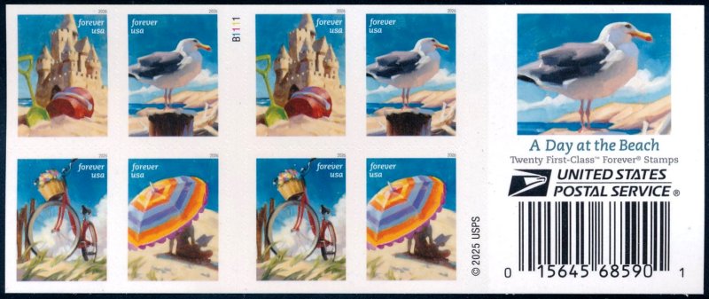6070-73   .78 Forever Day at the Beach  Mint NH  Dbl Sided Booklet  of 20 #6070-73dsb