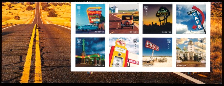 6074-81   .78 Forever Route 66  Mint NH  Plate Block of 8 #6074-81pb