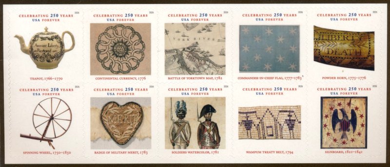 6087-96   .78 Forever Treasures of the Revolutionary  Mint NH  Booklet Pane of 10 #6087-96bp