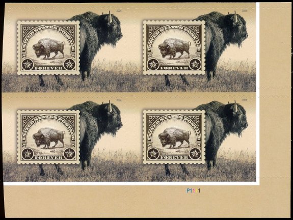 6099   .82 Forever American Bison Mint NH Plate Block of 4 #6099pb